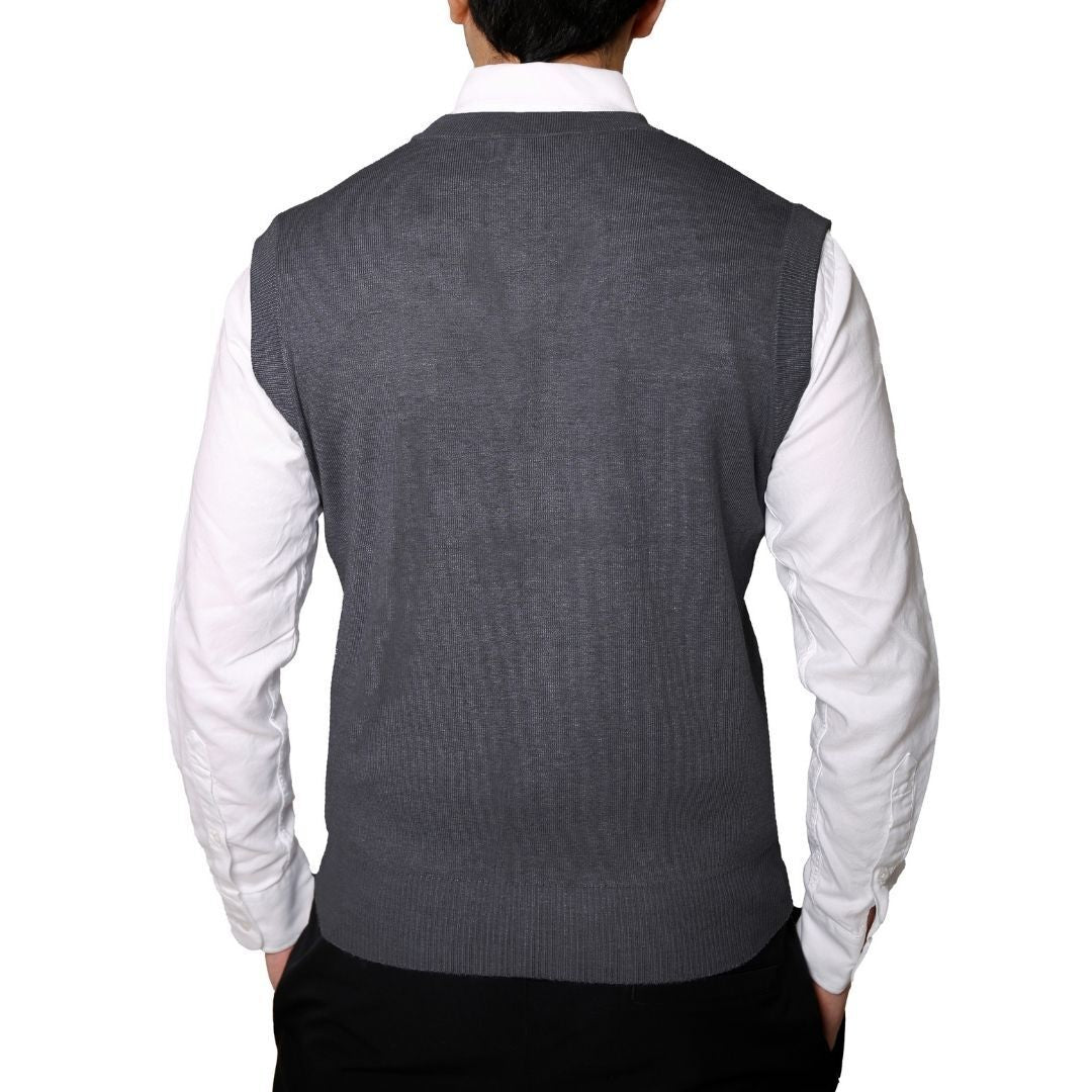 Effortless Style & Comfort – Men's Sleeveless V-Neck Button-Up Sweater Vest | Perfect for Layering & Casual Elegance!