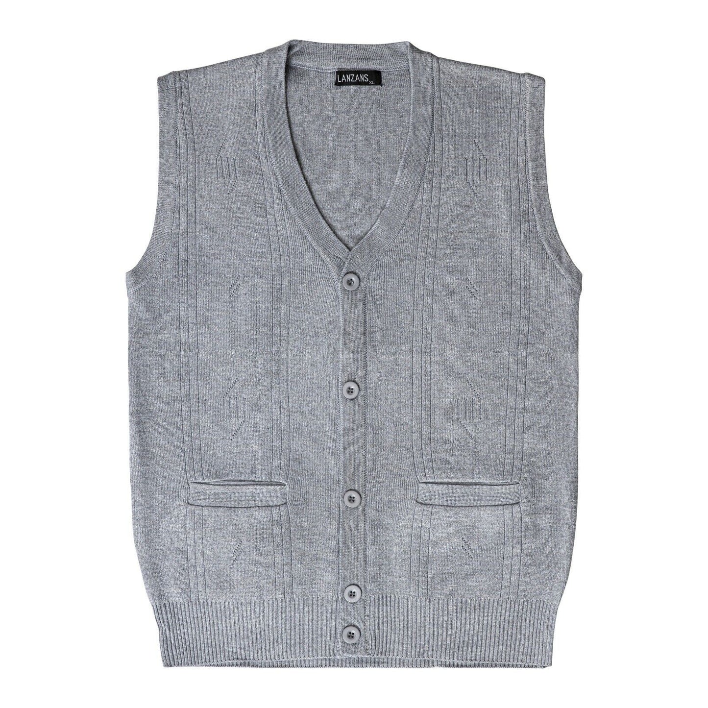 Effortless Style & Comfort – Men's Sleeveless V-Neck Button-Up Sweater Vest | Perfect for Layering & Casual Elegance!