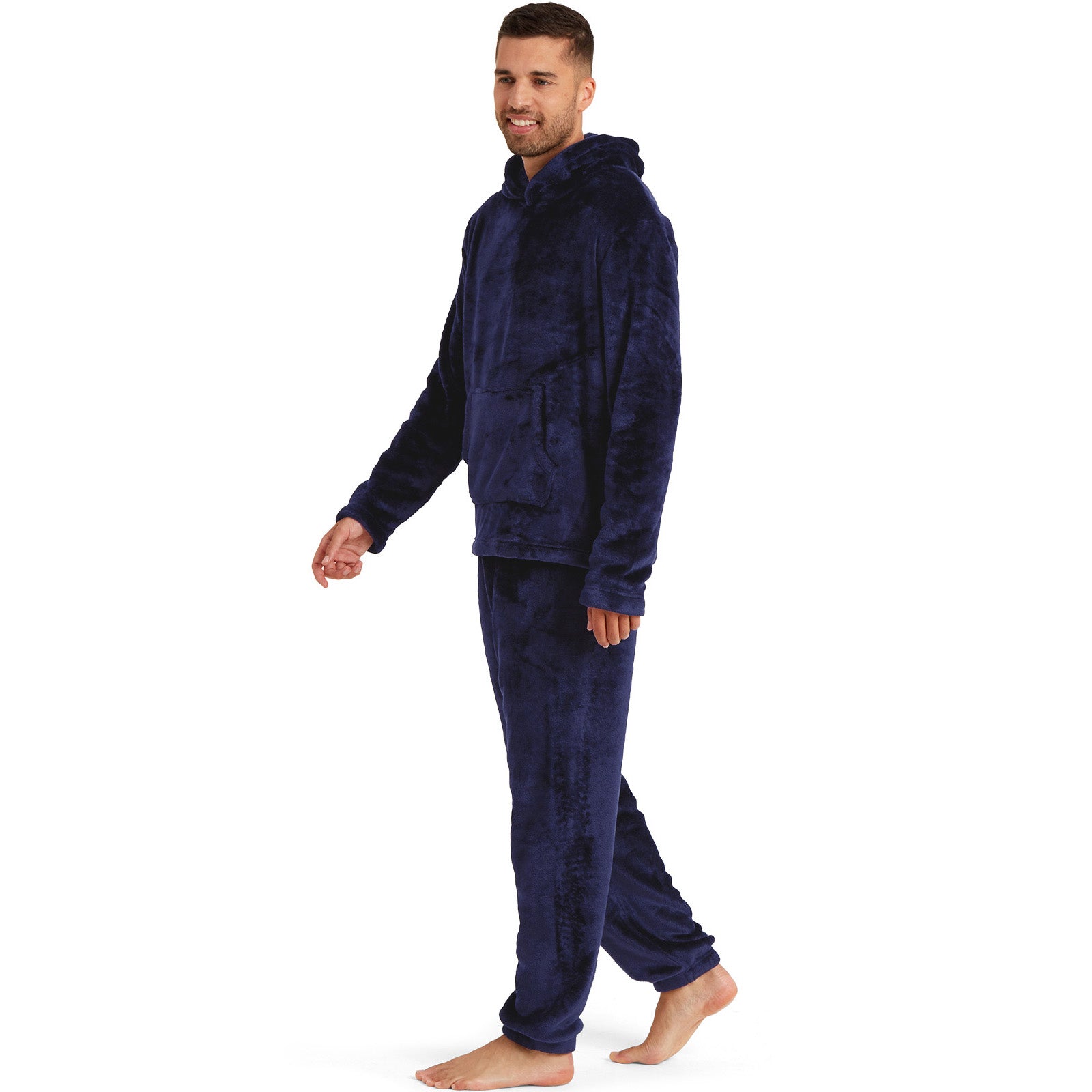 Snuggaroo Men's Soft Fleece Hooded PJs – Cozy Loungewear Set with Pyjama Bottoms and Top