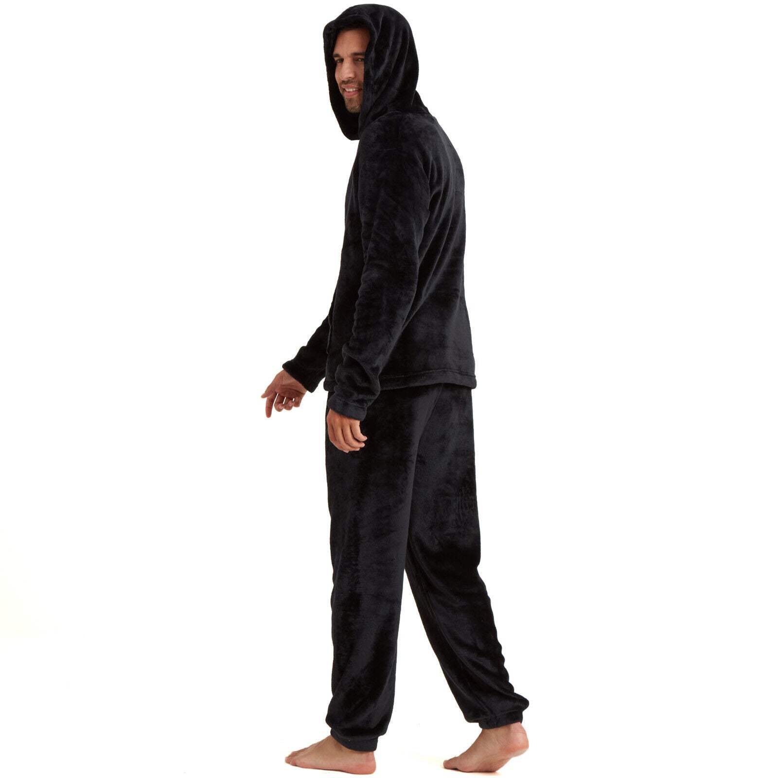 Snuggaroo Men's Soft Fleece Hooded PJs – Cozy Loungewear Set with Pyjama Bottoms and Top