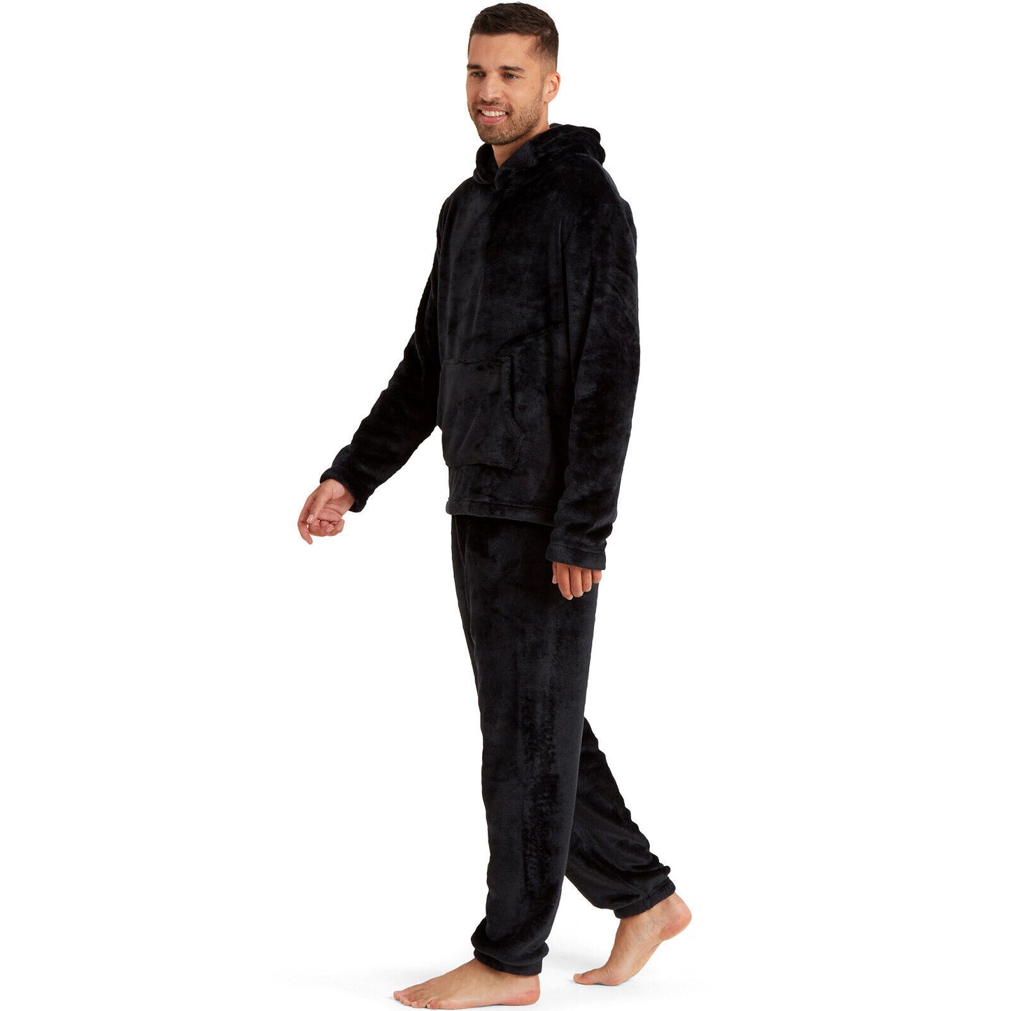 Snuggaroo Men's Soft Fleece Hooded PJs – Cozy Loungewear Set with Pyjama Bottoms and Top