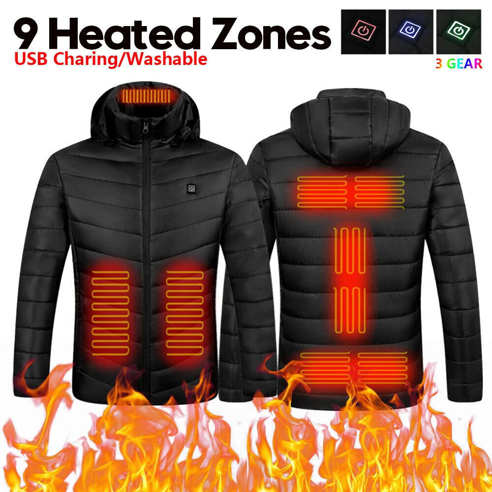 USB Heated Jacket for Men & Women – Electric Winter Coat with Heating Pads & Body Warmer