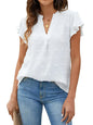 Elegant V-Neck Ruffle Sleeve Blouse – Flowy Summer Top for Women (Sizes S-3XL)