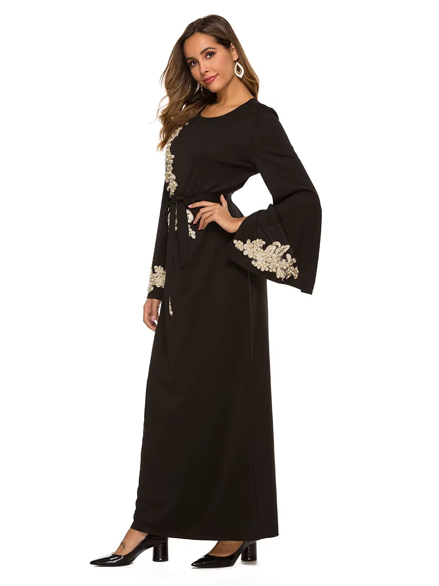 Eid Mubarak Dubai Abaya – Modest Muslim Kaftan Hijab Dress for Women | Islamic Fashion