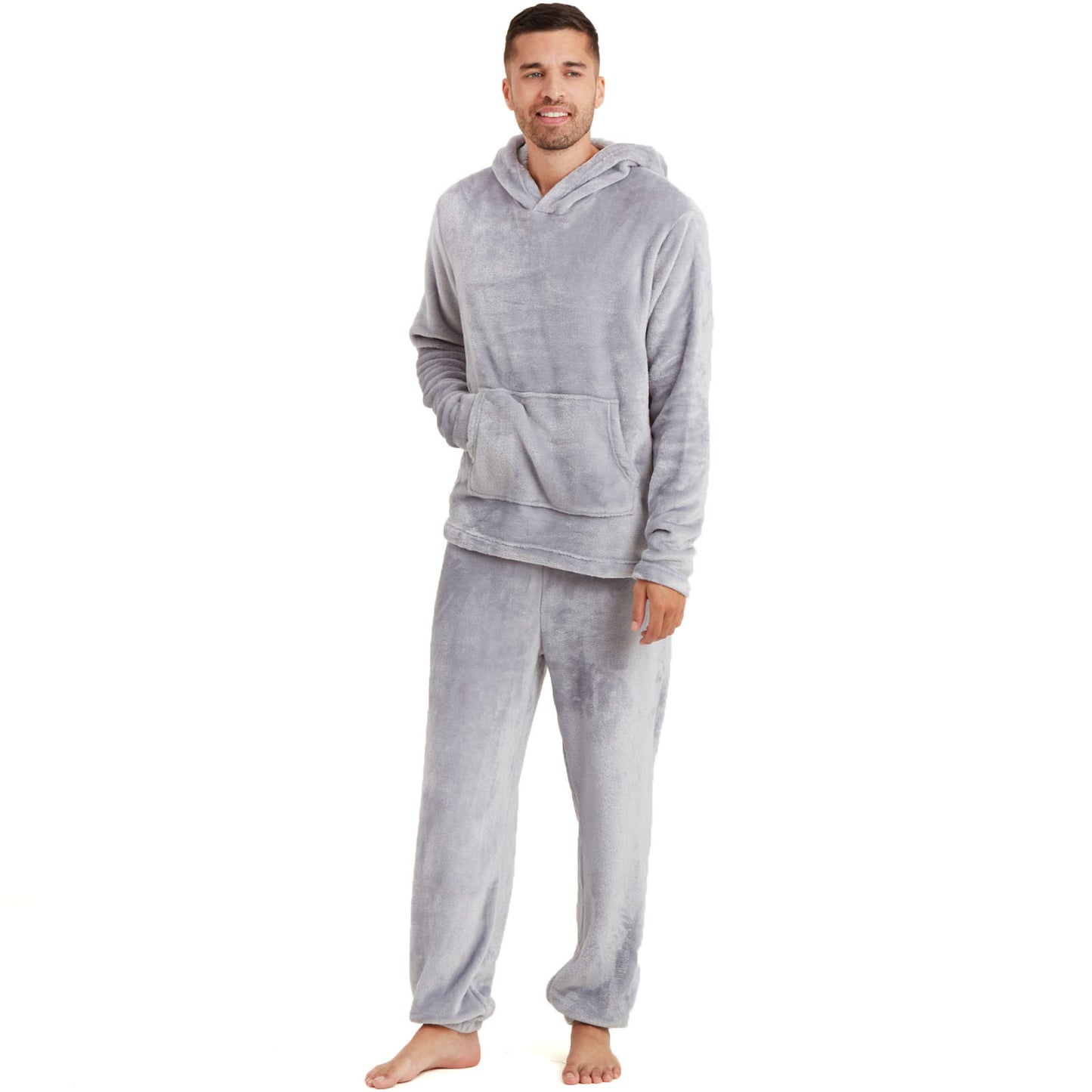 Snuggaroo Men's Soft Fleece Hooded PJs – Cozy Loungewear Set with Pyjama Bottoms and Top