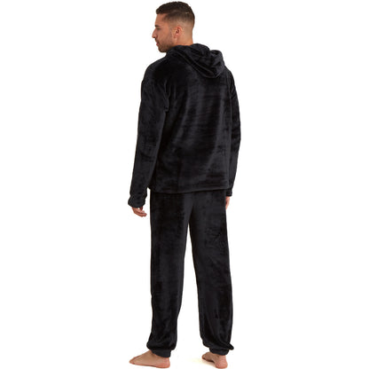 Snuggaroo Men's Soft Fleece Hooded PJs – Cozy Loungewear Set with Pyjama Bottoms and Top