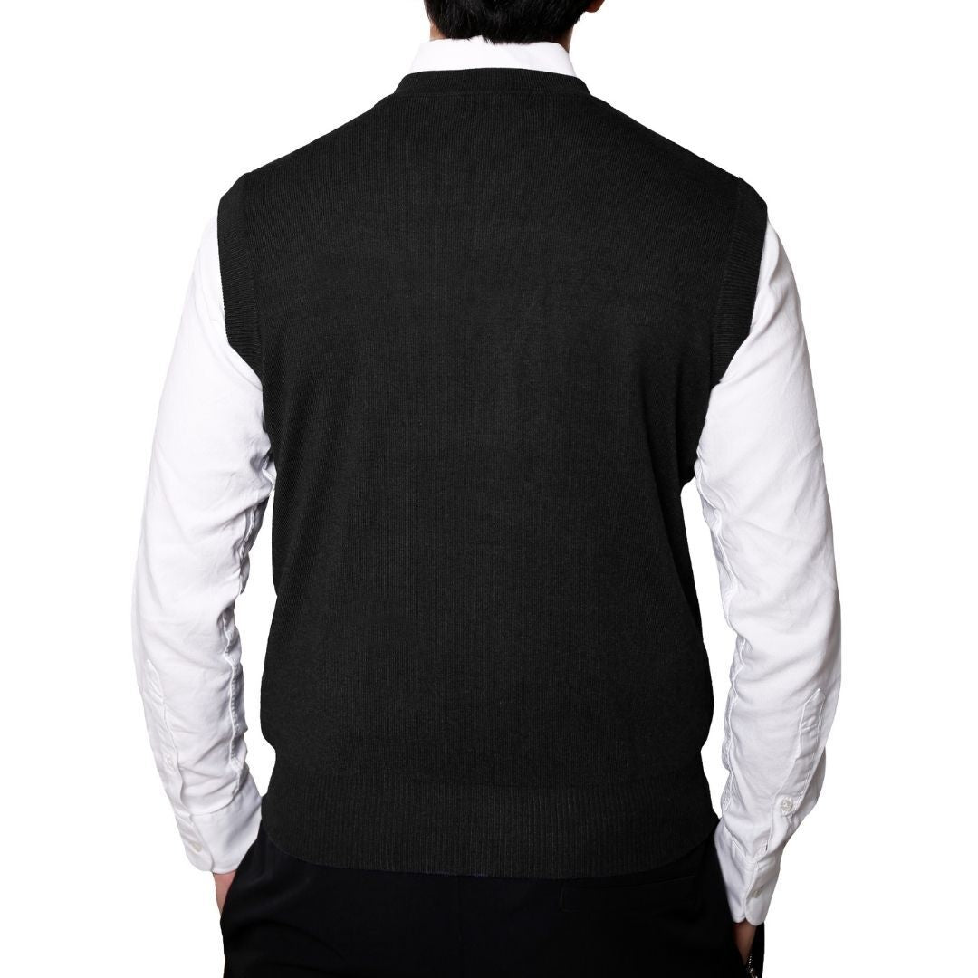 Effortless Style & Comfort – Men's Sleeveless V-Neck Button-Up Sweater Vest | Perfect for Layering & Casual Elegance!