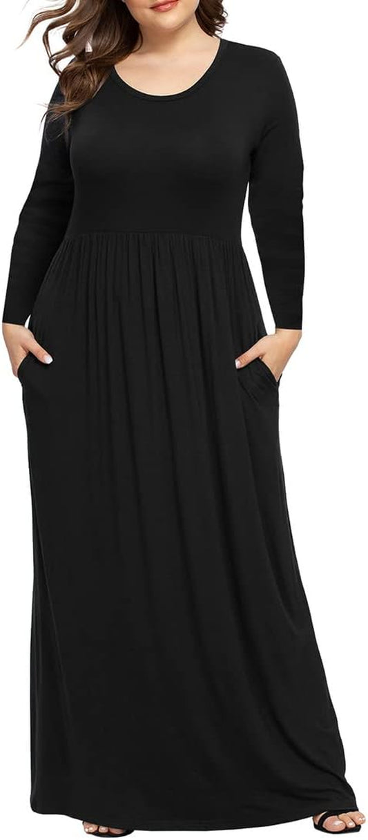 Flattering Plus Size Maxi Dress – Elegant & Comfortable Casual Long Dress for Curvy Women (XL-6XL)