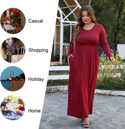 Flattering Plus Size Maxi Dress – Elegant & Comfortable Casual Long Dress for Curvy Women (XL-6XL)