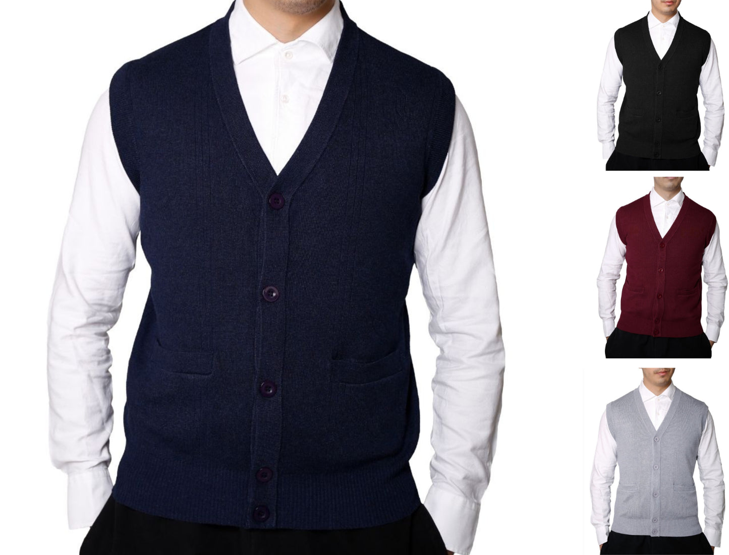 Effortless Style & Comfort – Men's Sleeveless V-Neck Button-Up Sweater Vest | Perfect for Layering & Casual Elegance!