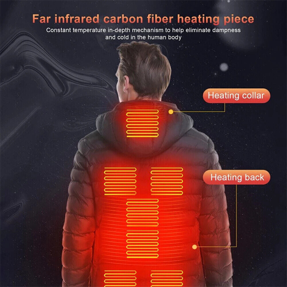 USB Heated Jacket for Men & Women – Electric Winter Coat with Heating Pads & Body Warmer