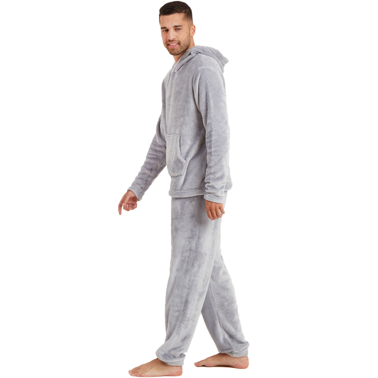 Snuggaroo Men's Soft Fleece Hooded PJs – Cozy Loungewear Set with Pyjama Bottoms and Top