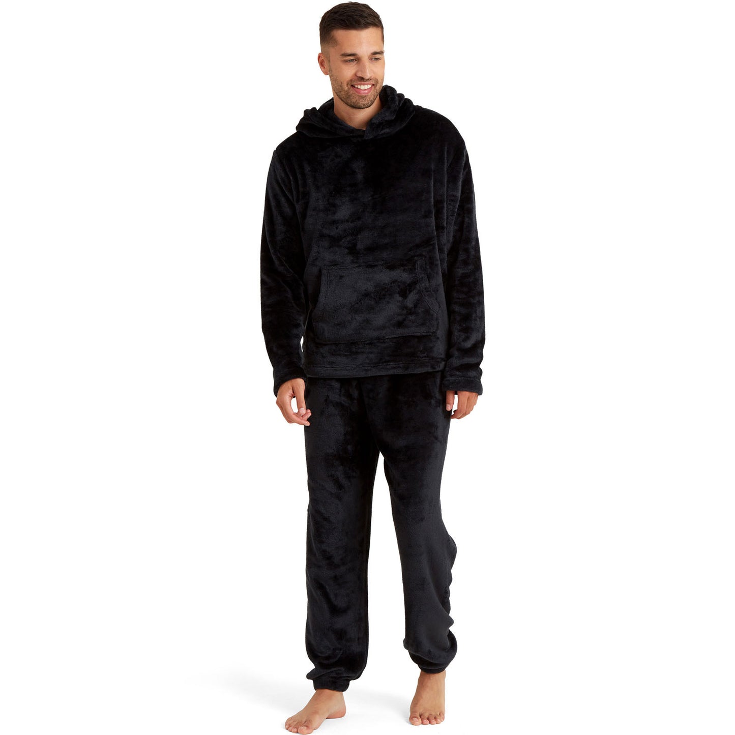 Snuggaroo Men's Soft Fleece Hooded PJs – Cozy Loungewear Set with Pyjama Bottoms and Top