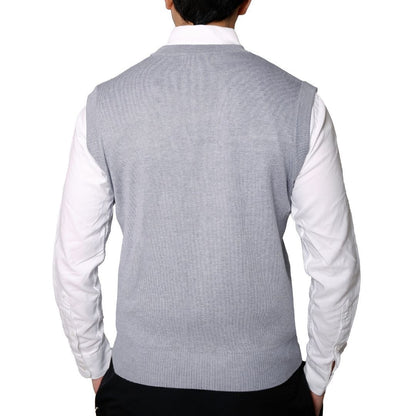 Effortless Style & Comfort – Men's Sleeveless V-Neck Button-Up Sweater Vest | Perfect for Layering & Casual Elegance!