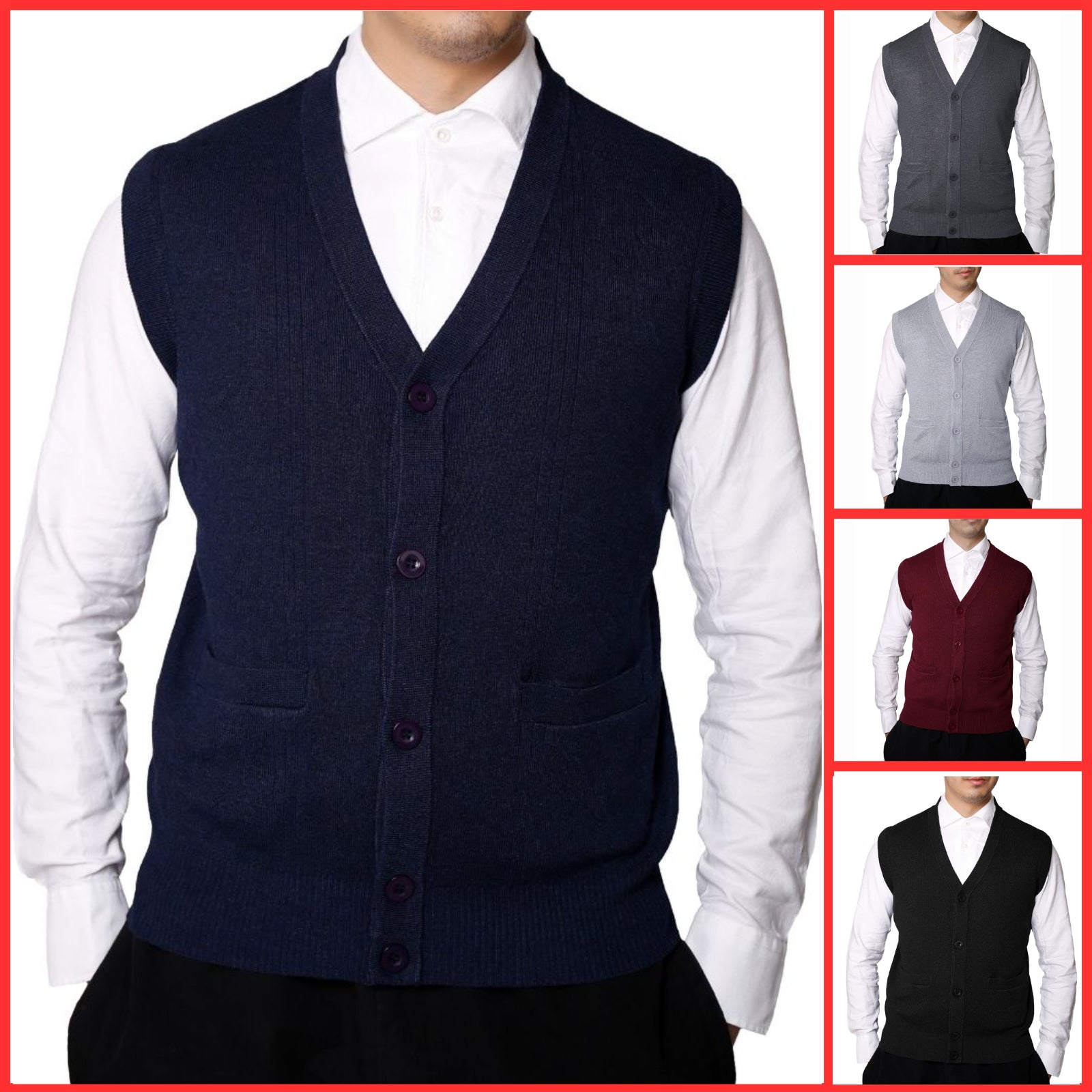 Effortless Style & Comfort – Men's Sleeveless V-Neck Button-Up Sweater Vest | Perfect for Layering & Casual Elegance!