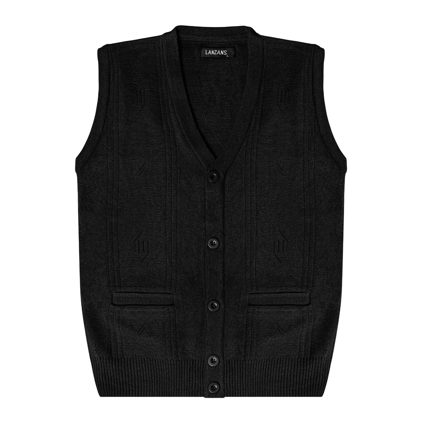 Effortless Style & Comfort – Men's Sleeveless V-Neck Button-Up Sweater Vest | Perfect for Layering & Casual Elegance!